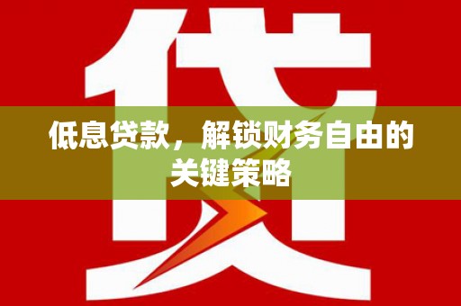 三元低息贷款，解锁财务自由的关键策略